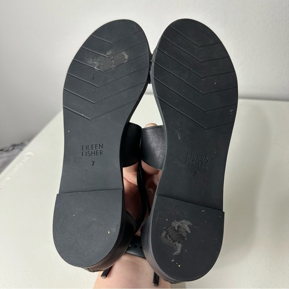 Eileen Fisher Black Cici Strappy Leather Open Toe Sandals Size 7 - Picture 4 of 6